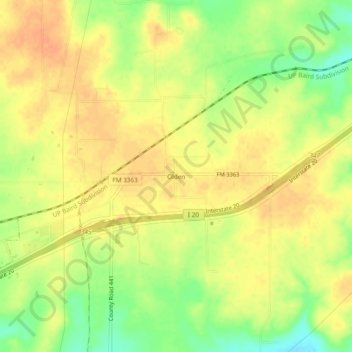 Mapa topográfico Olden, altitud, relieve
