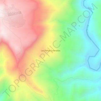 Mapa topográfico Las Peñas Coloradas, altitud, relieve