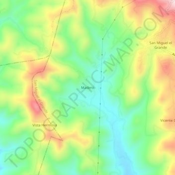 Mapa topográfico Madero, altitud, relieve