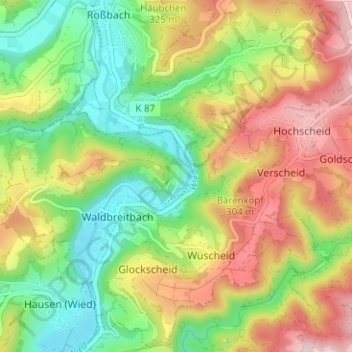 Mapa topográfico Gasbitze, altitud, relieve