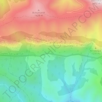 Mapa topográfico Arpea, altitud, relieve