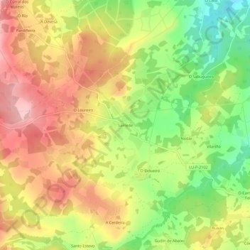 Mapa topográfico Samede, altitud, relieve