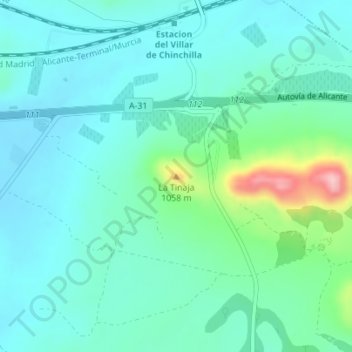Mapa topográfico La Tinaja, altitud, relieve