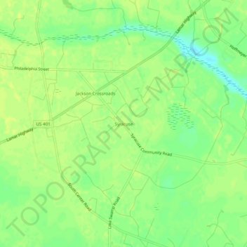 Mapa topográfico Syracuse, altitud, relieve