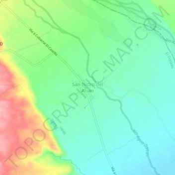 Mapa topográfico San Isidro del Ariari, altitud, relieve