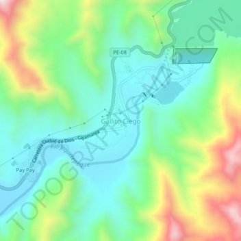 Mapa topográfico Gallito Ciego, altitud, relieve