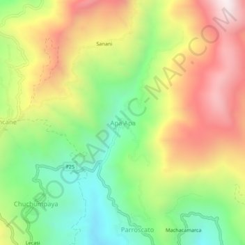Mapa topográfico Apa Apa, altitud, relieve