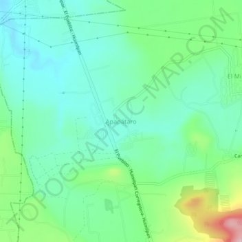 Mapa topográfico Apapátaro, altitud, relieve