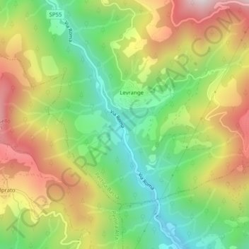 Mapa topográfico Molino, altitud, relieve