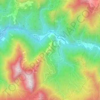 Mapa topográfico Lucchio, altitud, relieve