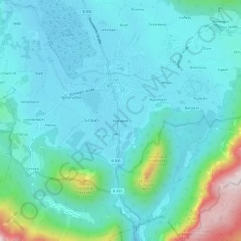 Mapa topográfico Kranawitt, altitud, relieve