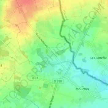 Mapa topográfico Gare-de-Bachy, altitud, relieve