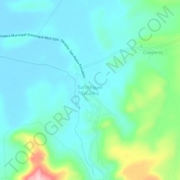 Mapa topográfico San Miguel Tecacho, altitud, relieve