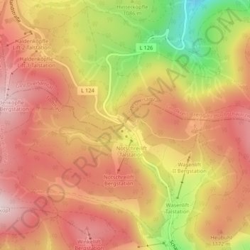 Mapa topográfico Notschrei, altitud, relieve