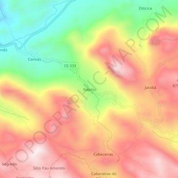 Mapa topográfico Itapicu, altitud, relieve