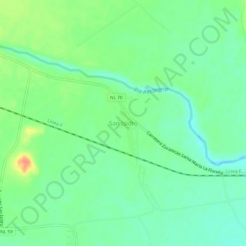 Mapa topográfico San Isidro, altitud, relieve