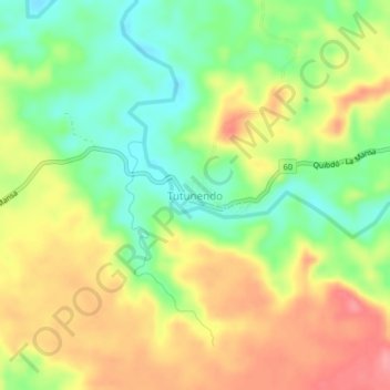 Mapa topográfico Tutunendo, altitud, relieve