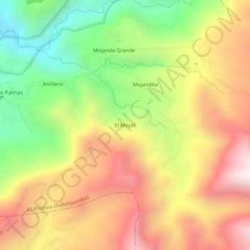 Mapa topográfico El Moyal, altitud, relieve