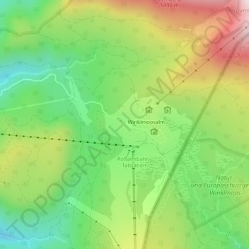Mapa topográfico Sternenpark Winklmoos-Alm, altitud, relieve