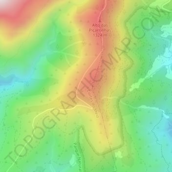 Mapa topográfico Pedra da Mesa, altitud, relieve