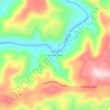Mapa topográfico Costa das Antas, altitud, relieve
