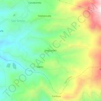Mapa topográfico SHACUNDO, altitud, relieve
