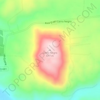 Mapa topográfico Cerro Negro, altitud, relieve