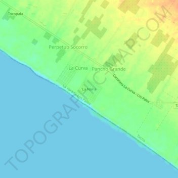 Mapa topográfico La Noria, altitud, relieve