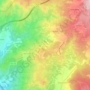 Mapa topográfico São Tomé do Castelo, altitud, relieve