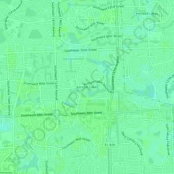 Mapa topográfico Kendall Lakes, altitud, relieve
