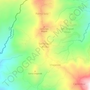 Mapa topográfico San Miguel Arriba, altitud, relieve