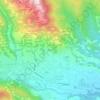Mapa topográfico Albarin, altitud, relieve