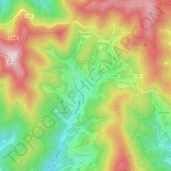 Mapa topográfico Marzell, altitud, relieve