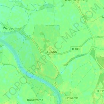 Mapa topográfico Graditz, altitud, relieve