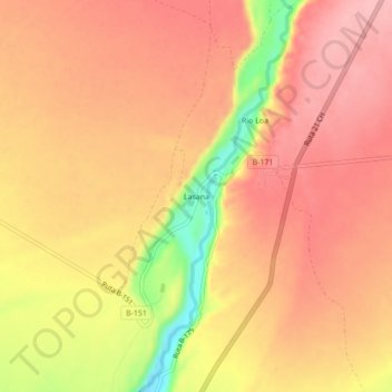 Mapa topográfico Lasana, altitud, relieve