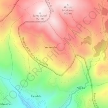 Mapa topográfico Serra de Santa Isabel, altitud, relieve
