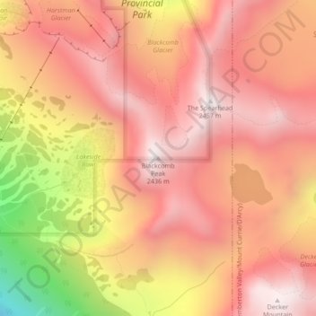 Mapa topográfico Blackcomb Peak, altitud, relieve