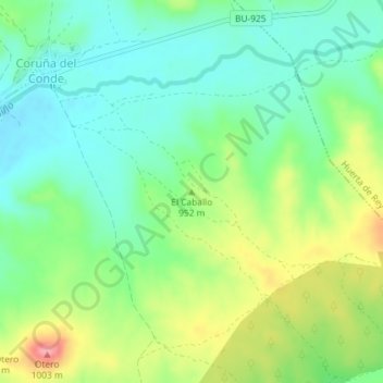 Mapa topográfico El Caballo, altitud, relieve