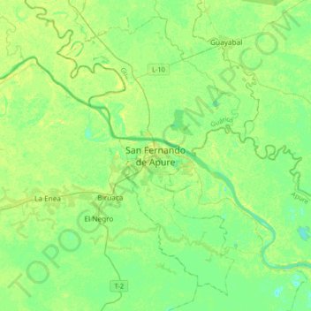 Mapa topográfico San Fernando de Apure, altitud, relieve