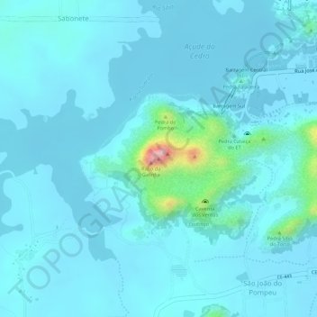 Mapa topográfico Pedra da Galinha Choca, altitud, relieve