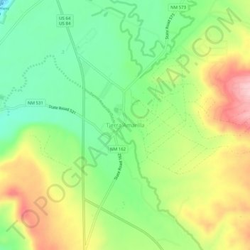 Mapa topográfico Tierra Amarilla, altitud, relieve