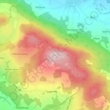 Mapa topográfico Högl, altitud, relieve