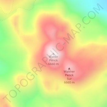 Mapa topográfico Walter Penck, altitud, relieve
