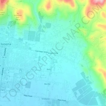 Mapa topográfico Buena Vista, altitud, relieve