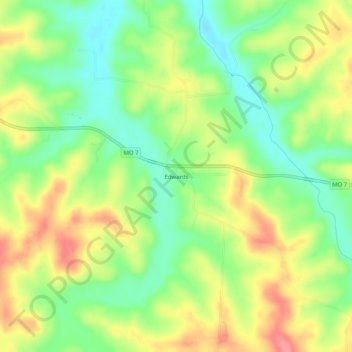 Mapa topográfico Edwards, altitud, relieve