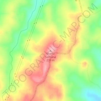Mapa topográfico Morro Santana, altitud, relieve