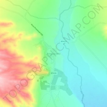 Mapa topográfico Angualasto, altitud, relieve