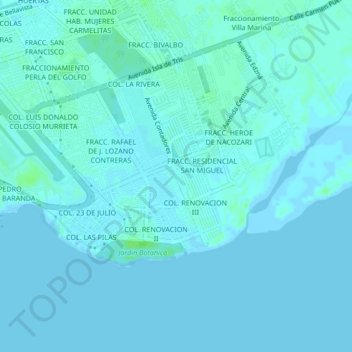 Mapa topográfico COL. SOLIDARIDAD URBANA, altitud, relieve