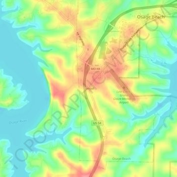 Mapa topográfico Damsel, altitud, relieve