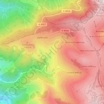 Mapa topográfico Stohren, altitud, relieve
